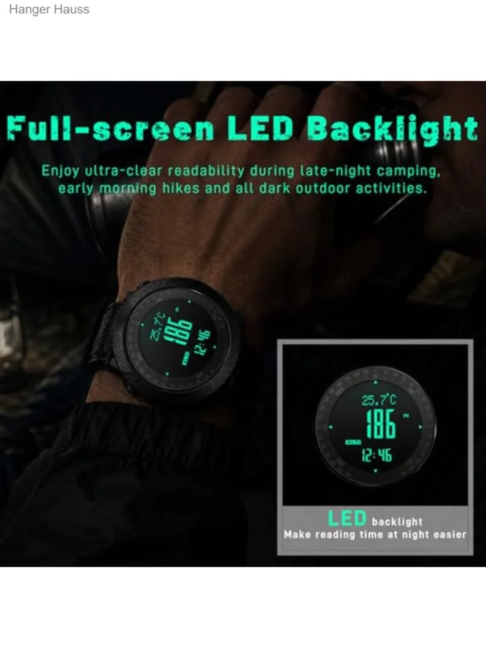 Tactical Military Digital Watch for Men - 50mm Large Face, Nylon Strap, 5ATM